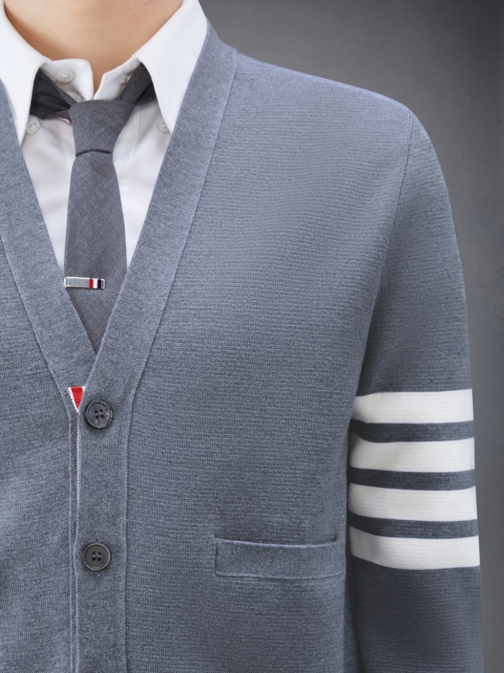 Thom Browne Wool 4-Bar V-Neck Uomo Cardigan Grigie | DHA90W47105