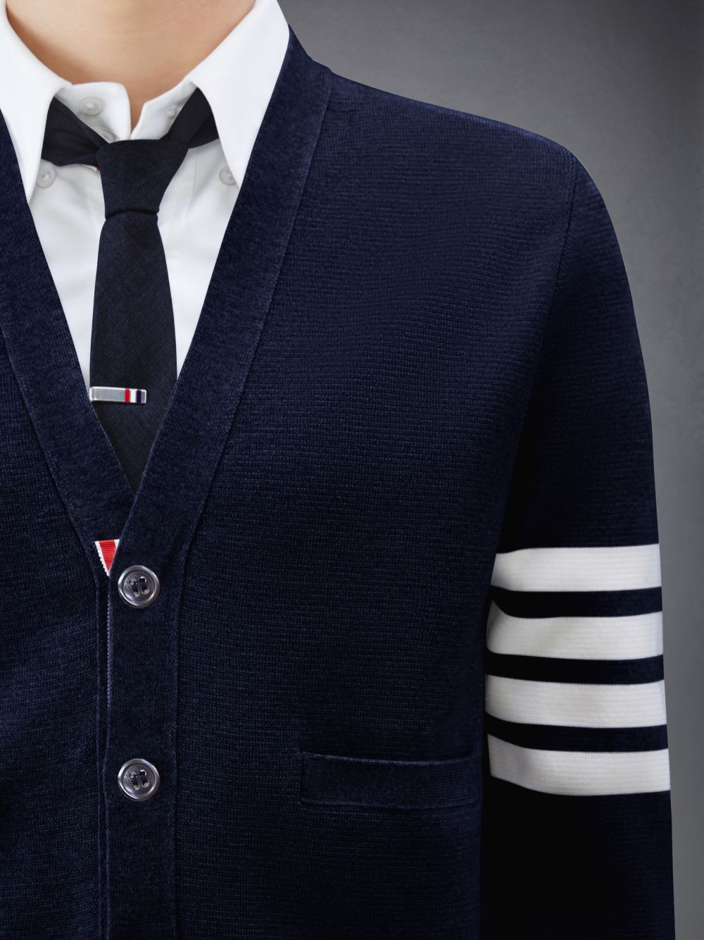 Thom Browne Wool 4-Bar V-Neck Uomo Cardigan Blu | RVF18Q76868