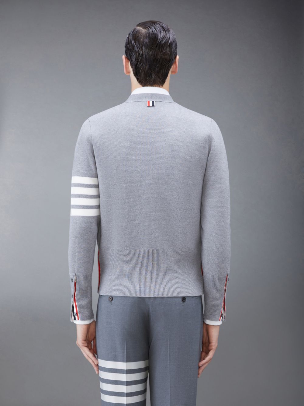 Thom Browne Wool 4-Bar V-Neck Uomo Cardigan Grigie | YQJ64C78425