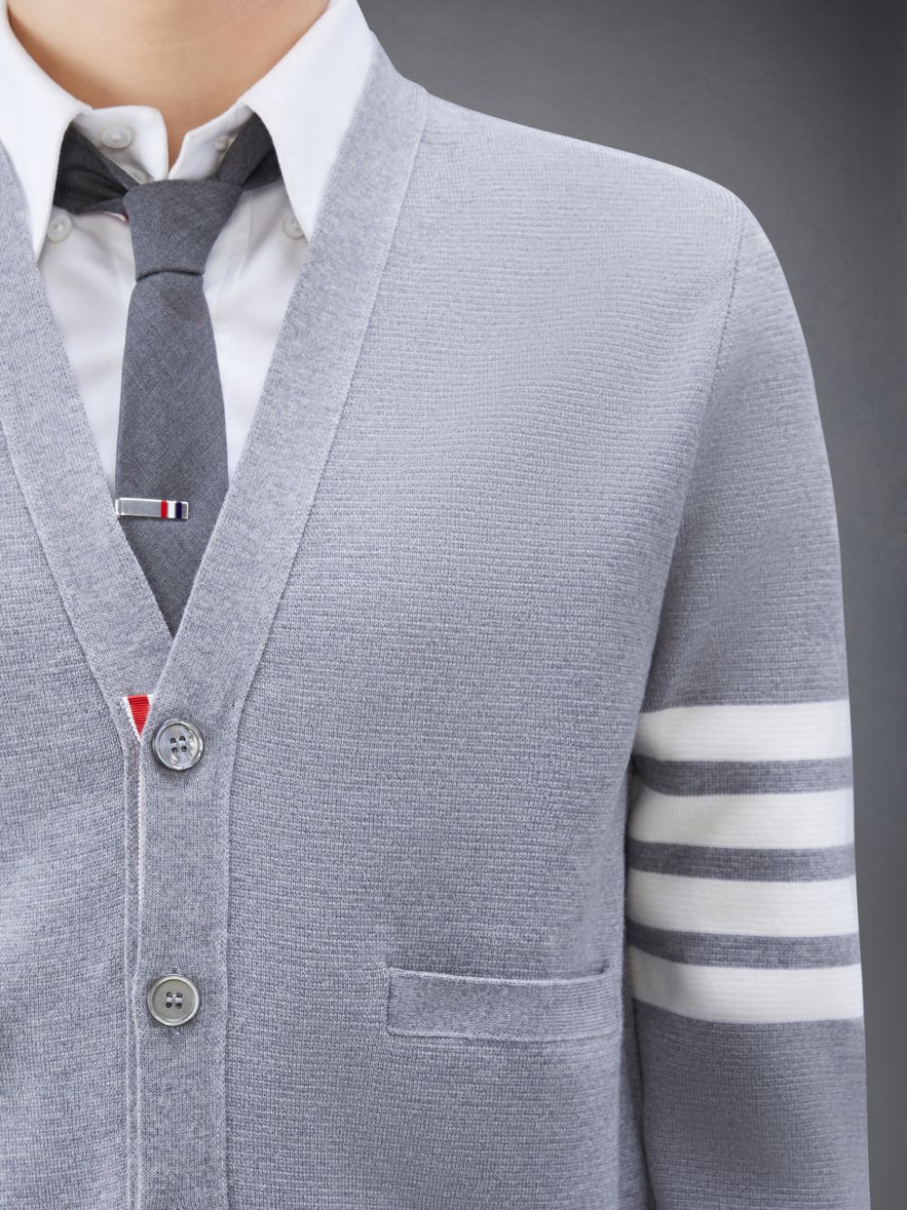 Thom Browne Wool 4-Bar V-Neck Uomo Cardigan Grigie | YQJ64C78425