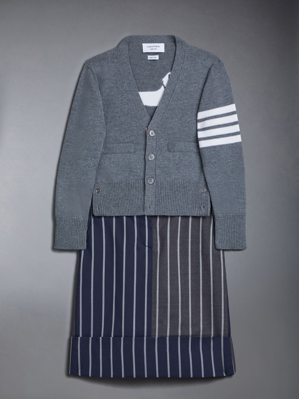 Thom Browne Wool Cashmere 4-Bar Hector Classic Ragazza Cardigan Grigie | TSS39C70518