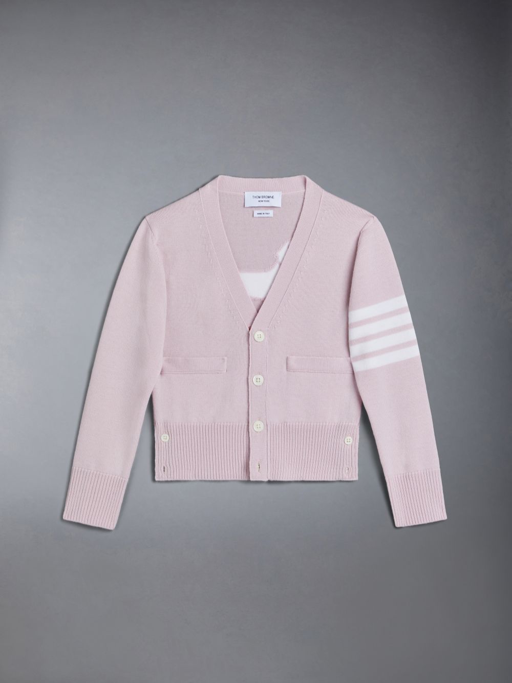 Thom Browne Wool Cashmere 4-Bar Hector Classic Ragazzo Cardigan Rosa | YNR56N55014