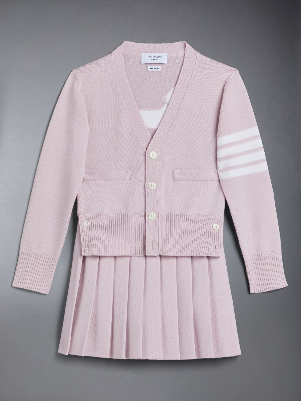 Thom Browne Wool Cashmere 4-Bar Hector Classic Ragazza Cardigan Rosa | LOQ80D42605