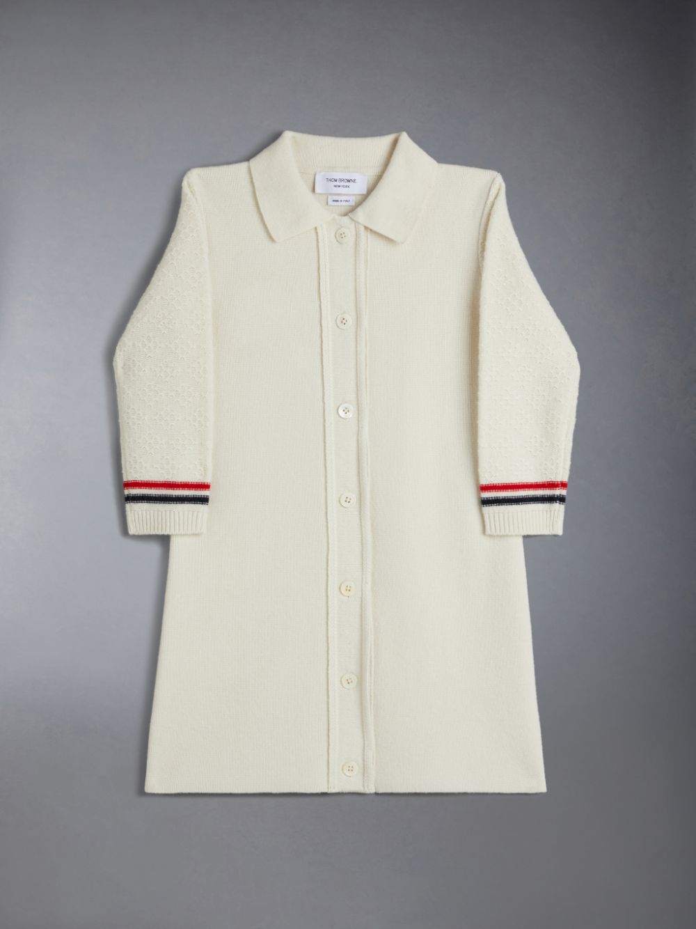 Thom Browne Wool Cashmere Polo Cardigan Ragazza Vestito Bianche | BZA77B43646