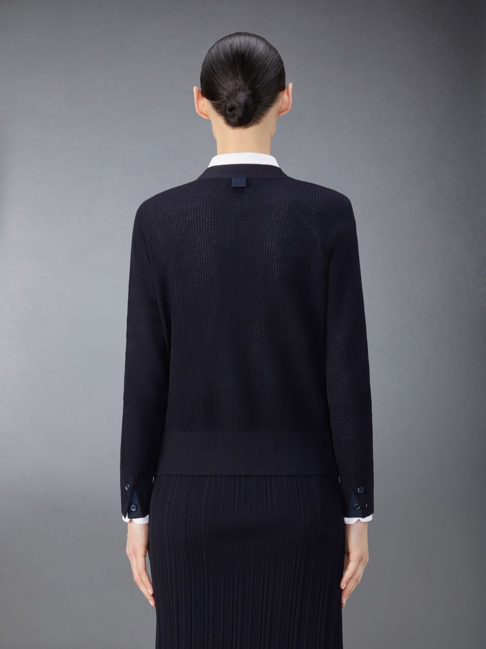 Thom Browne Wool Crepe 4-Bar Relaxed Fit Donna Cardigan Blu | UXV13L33218