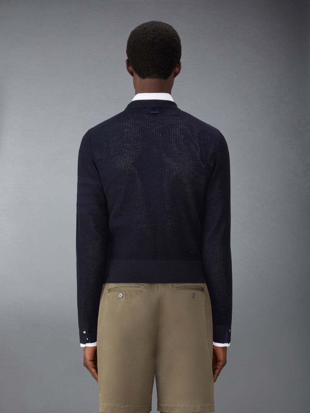 Thom Browne Wool Crepe 4-Bar Relaxed Fit Uomo Pullover Blu | YEQ45G09439