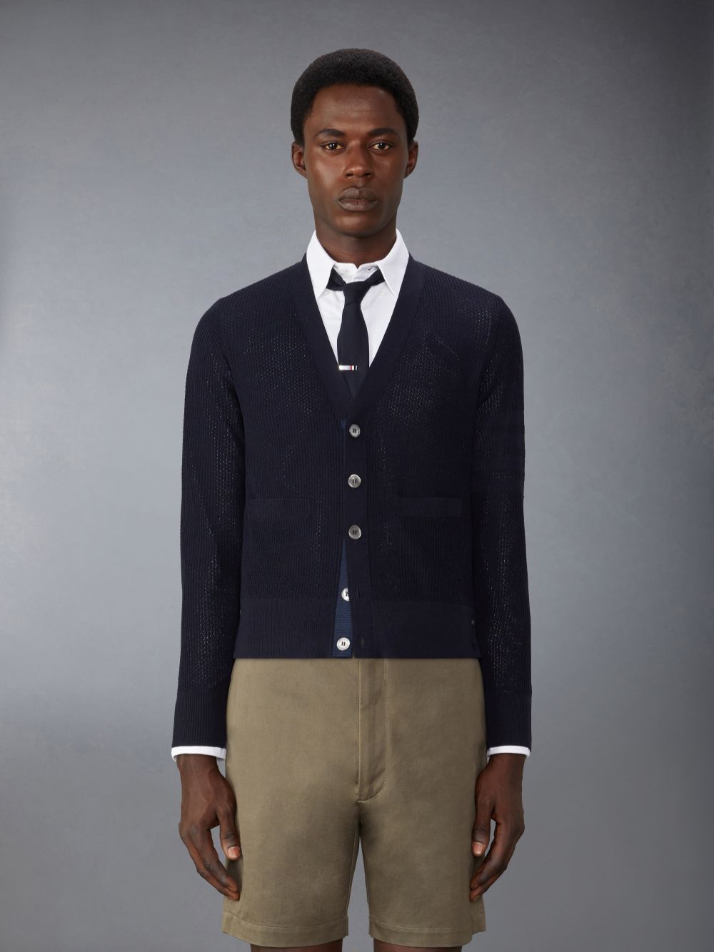 Thom Browne Wool Crepe 4-Bar Relaxed Fit Uomo Cardigan Blu | IJP21Q45856