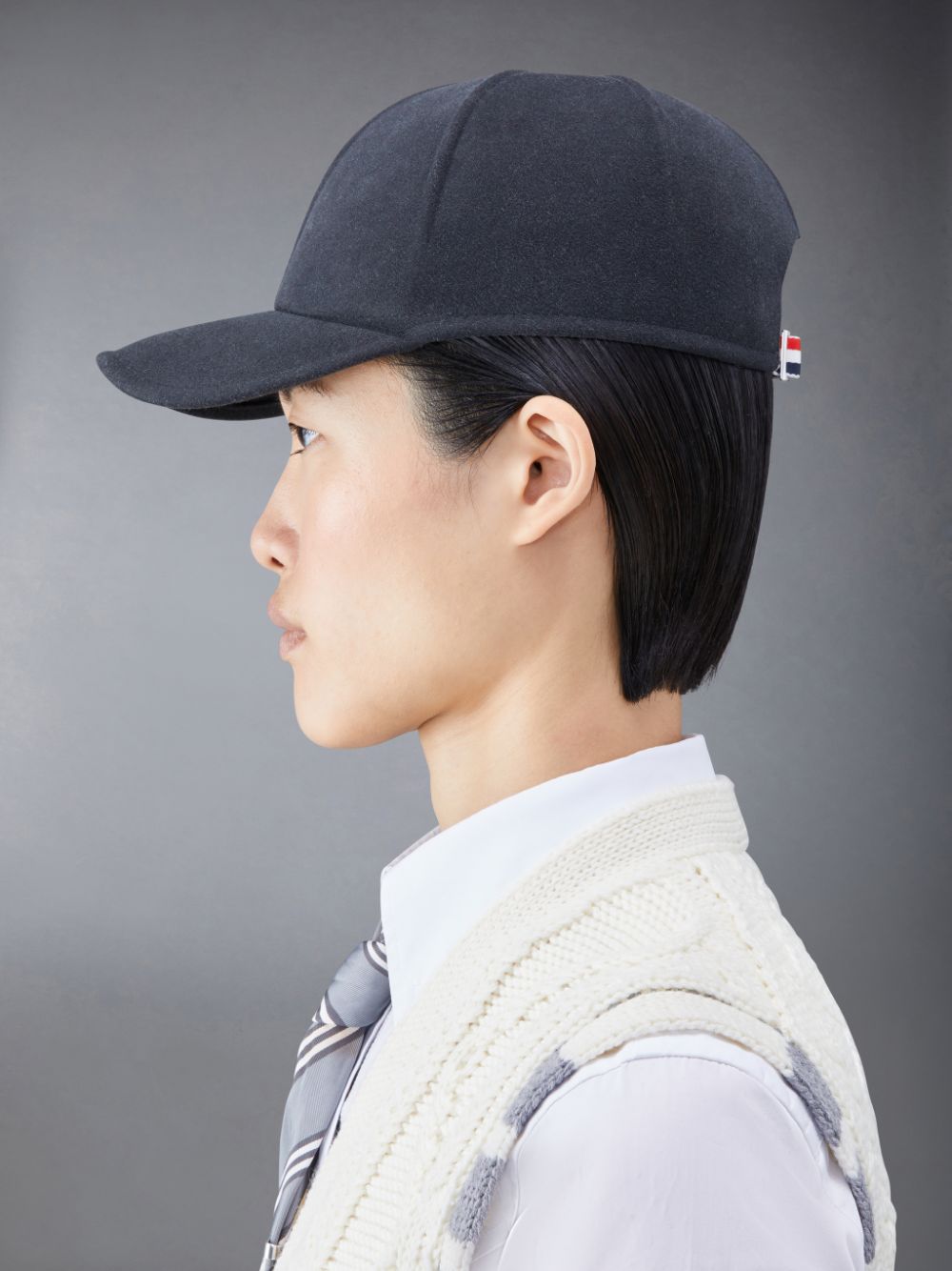 Thom Browne Wool Felt Baseball Donna Berretti Grigie | QUT11R92743