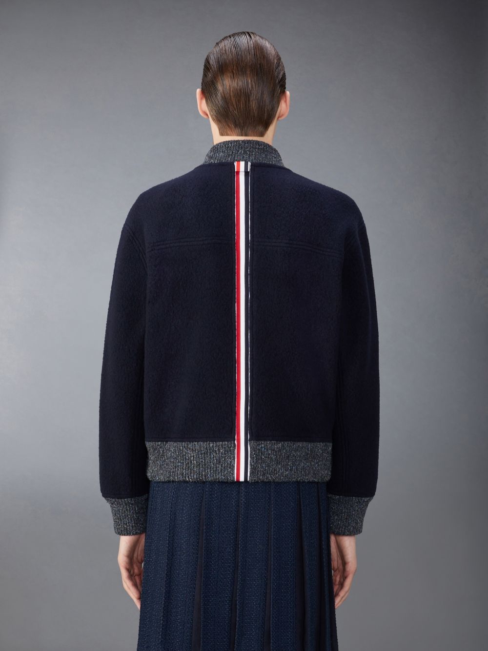 Thom Browne Wool Fleece Bomber Uomo Giacche Blu | RRW46P58594