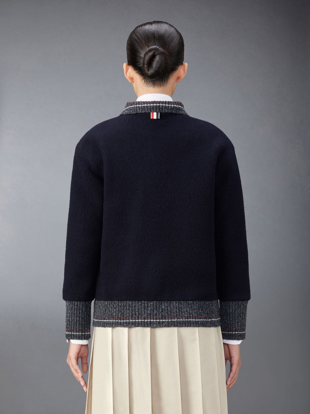 Thom Browne Wool Fleece Donna Cardigan Blu | JXJ92B91897