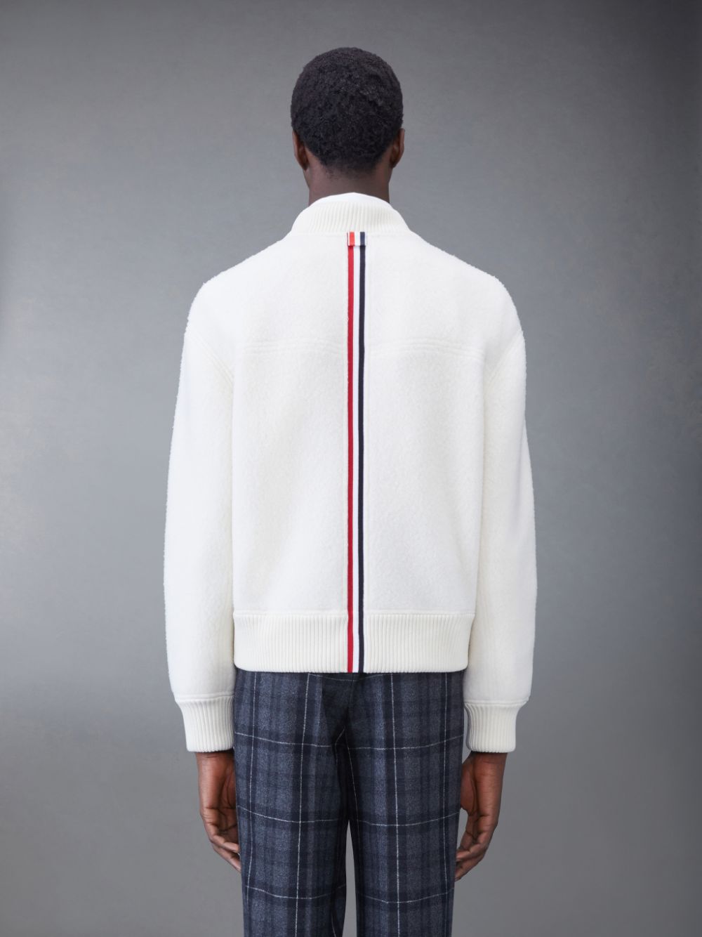 Thom Browne Wool Fleece Stripe Bomber Uomo Giacche Bianche | VGQ55A83293