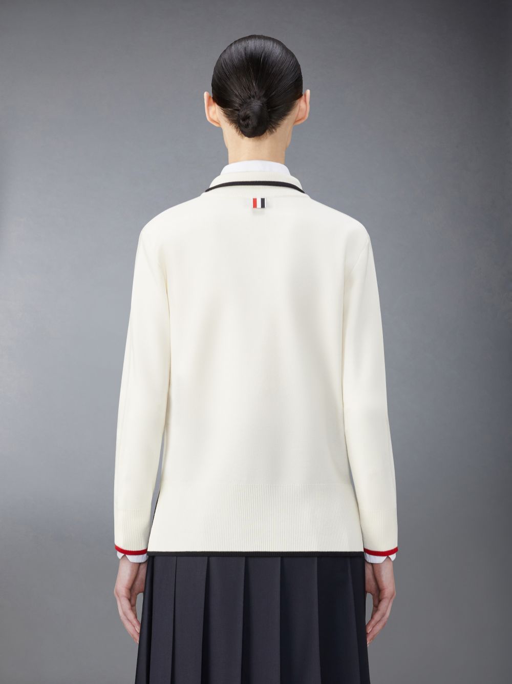 Thom Browne Wool Funnel Neck Full Zip Donna Cardigan Bianche | ICG72L70908