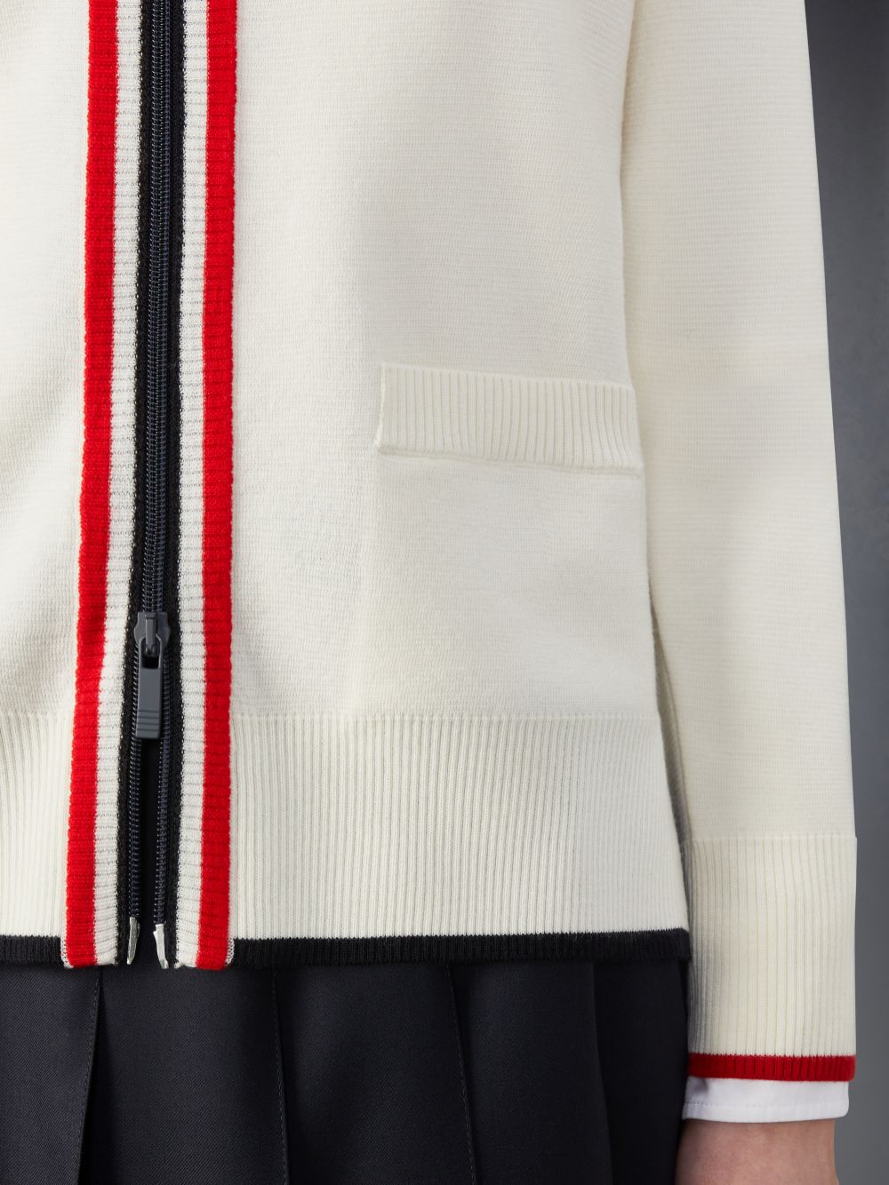 Thom Browne Wool Funnel Neck Full Zip Donna Cardigan Bianche | ICG72L70908