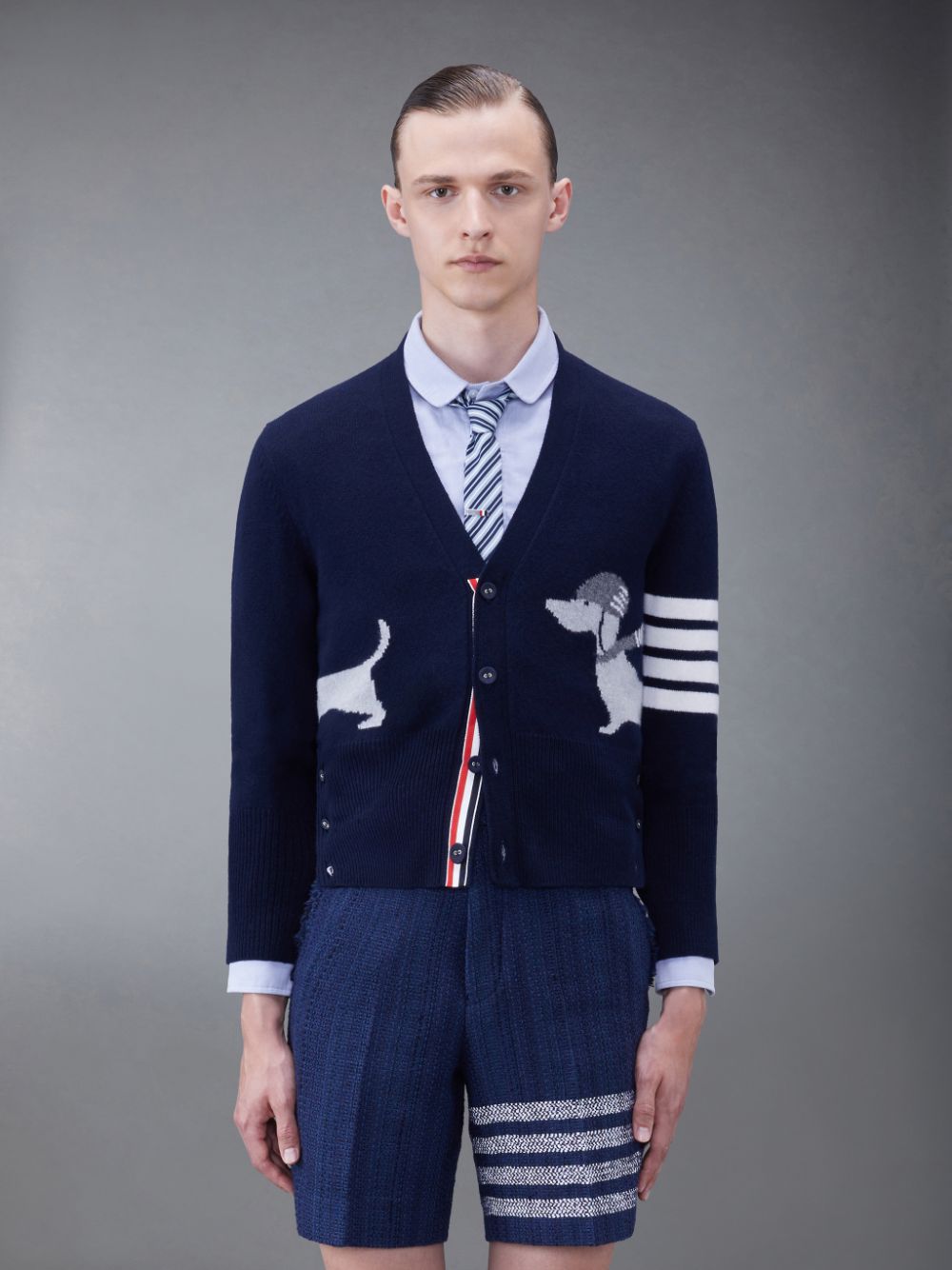 Thom Browne Wool Hector Uomo Cardigan Blu | CSY85W27389