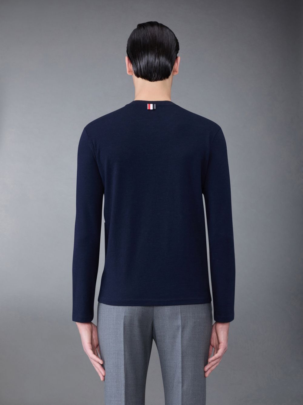 Thom Browne Wool Jersey 4-Bar Long Sleeve Uomo Magliette Blu | QUZ05N06858