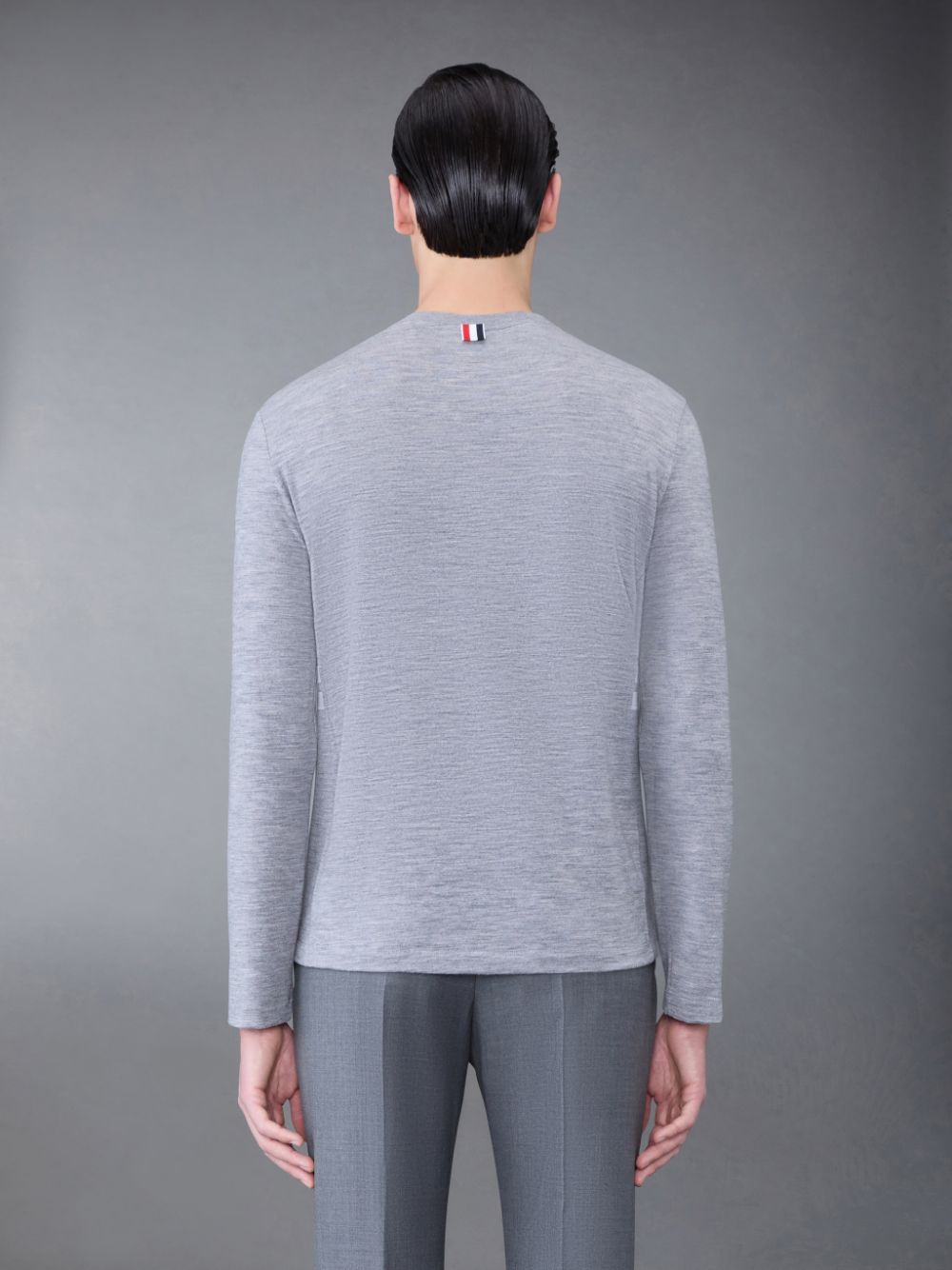 Thom Browne Wool Jersey 4-Bar Long Sleeve Uomo Magliette Grigie | ZKA21M27057