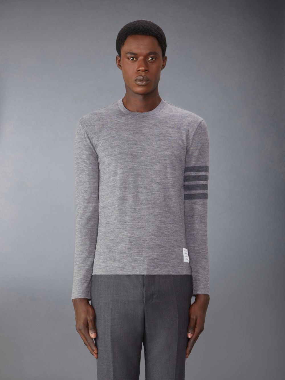 Thom Browne Wool Jersey 4-Bar Uomo Magliette Grigie | IGB51L60181