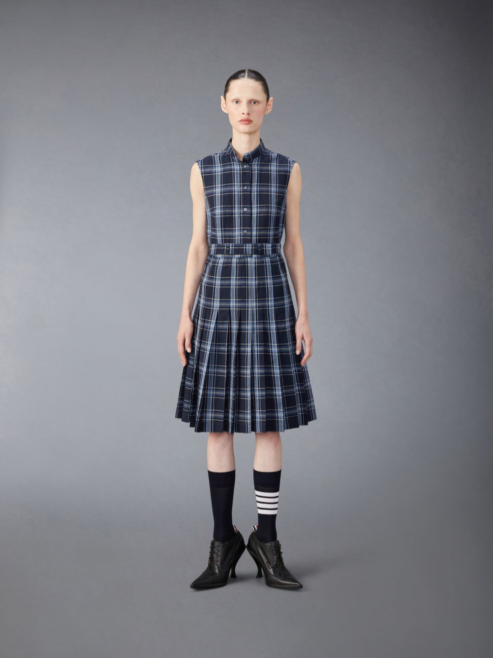 Thom Browne Wool Linen Midi Belted Donna Vestito Blu | QNU63G18583