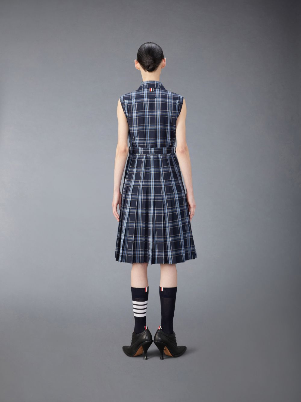 Thom Browne Wool Linen Midi Belted Donna Vestito Blu | QNU63G18583