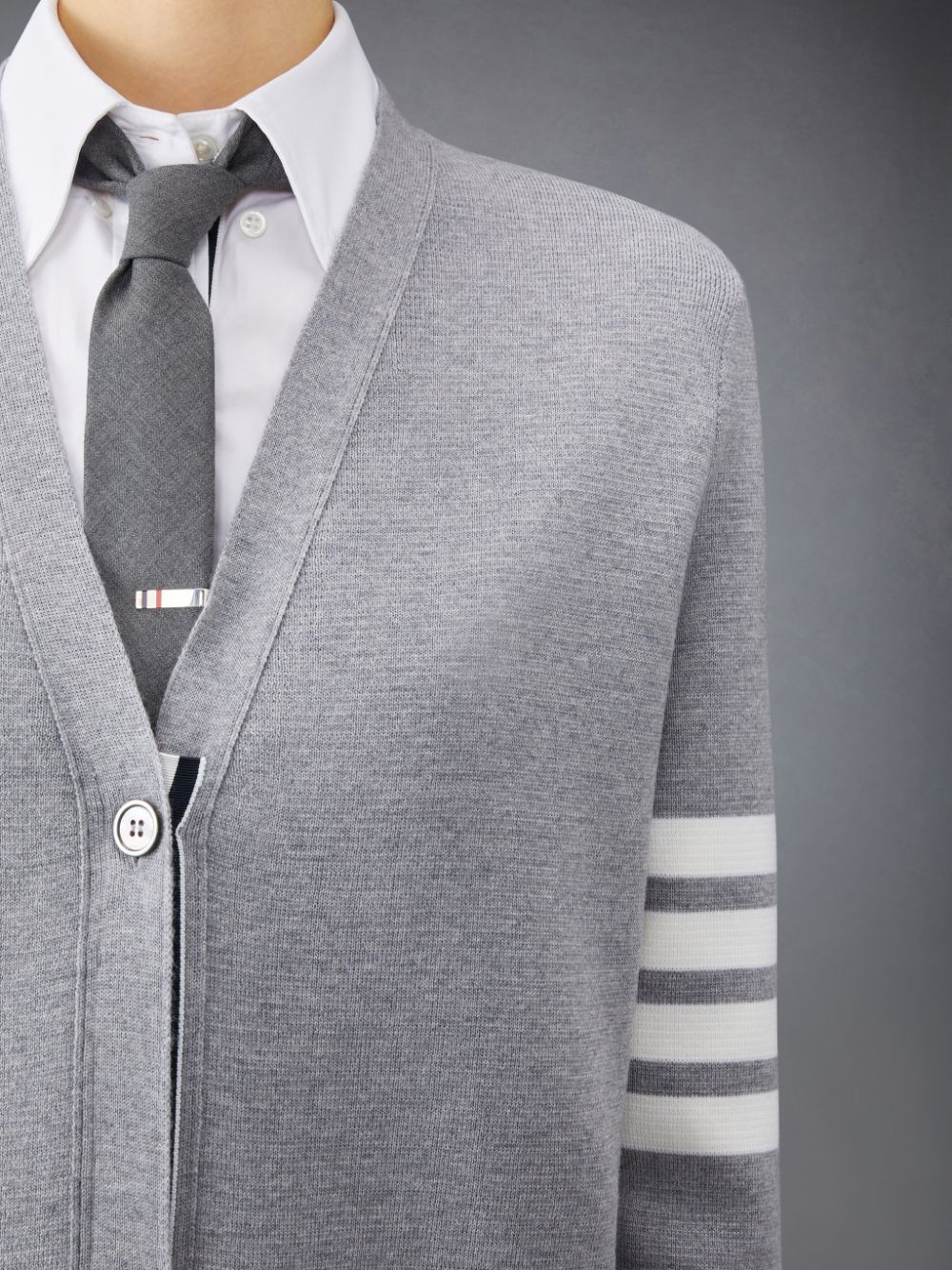 Thom Browne Wool Long V-Neck Donna Cardigan Grigie | TCJ13Y52811