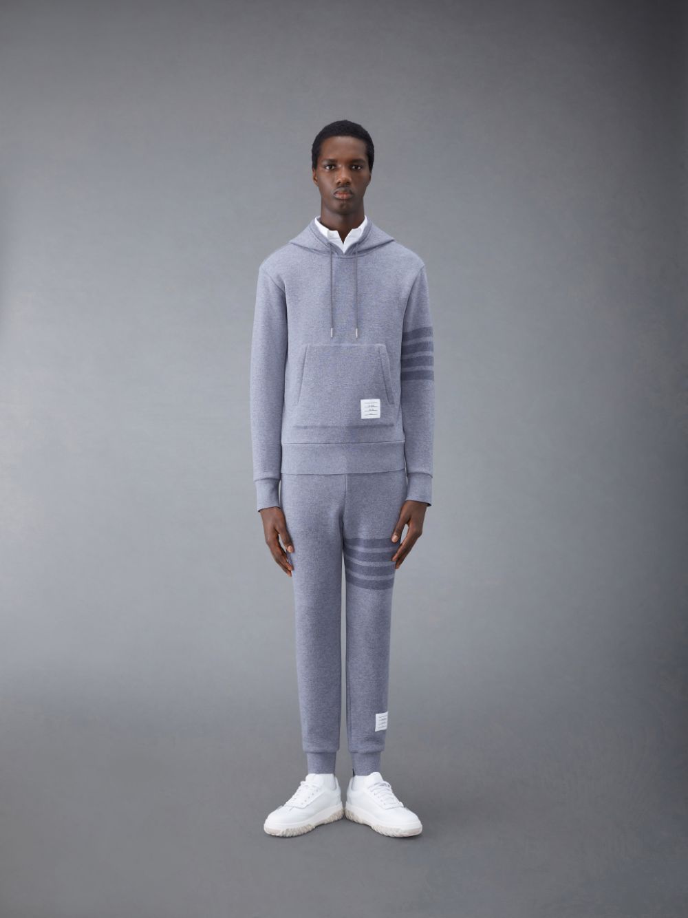 Thom Browne Wool Loopback 4-Bar Funnel Neck Uomo Pullover Grigie | BUM40S10059