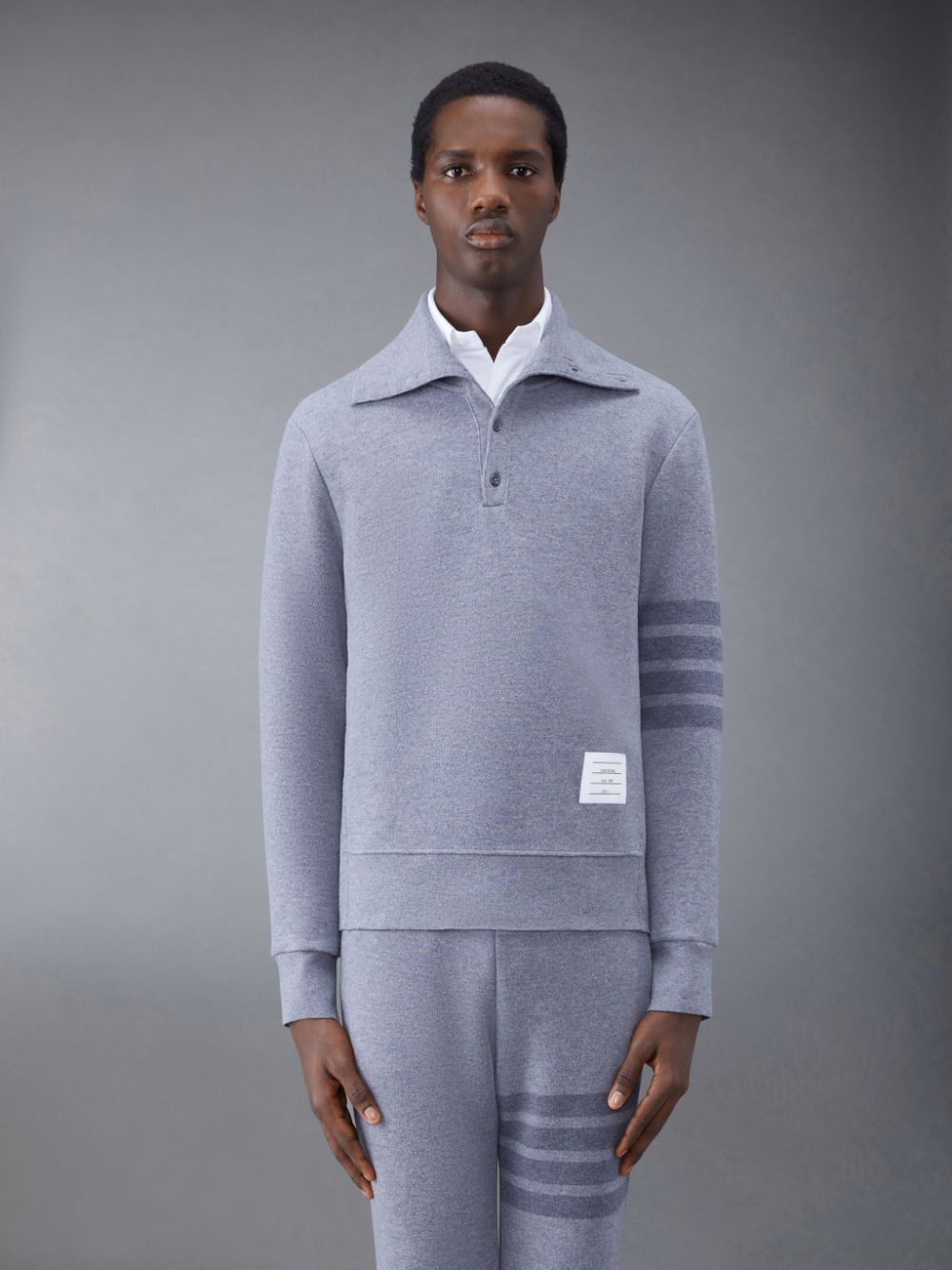 Thom Browne Wool Loopback 4-Bar Funnel Neck Uomo Pullover Grigie | BUM40S10059