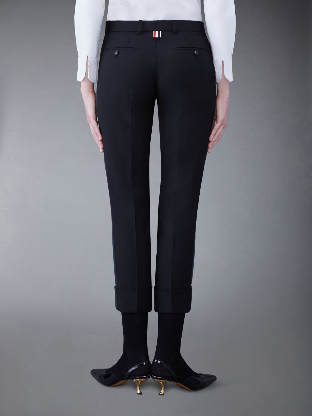 Thom Browne Wool Low Rise Cigarette Donna Pantaloni Nere | PSN69I34808