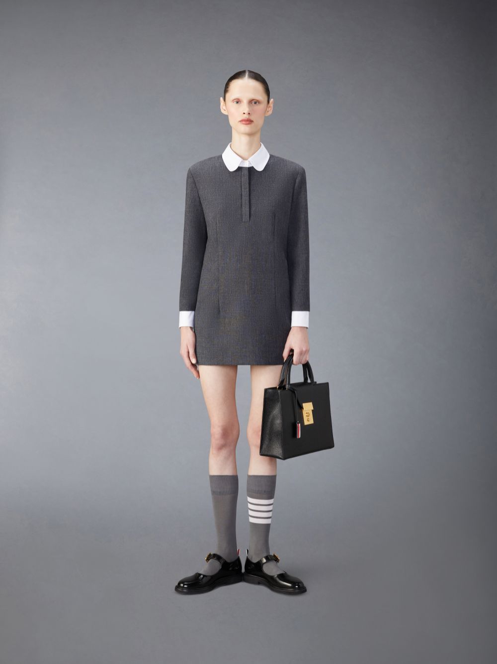 Thom Browne Wool Mini Shift Donna Vestito Grigie | QXX41E07975