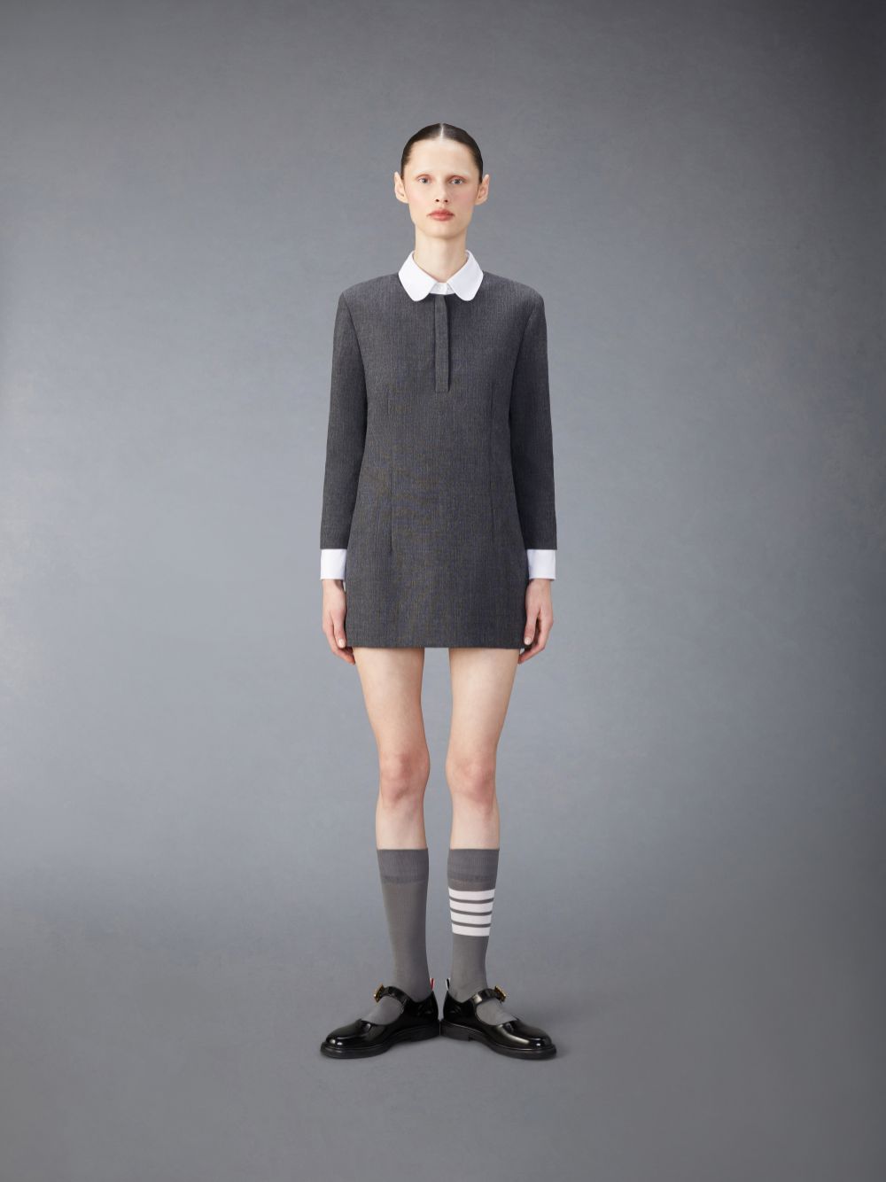 Thom Browne Wool Mini Shift Donna Vestito Grigie | QXX41E07975