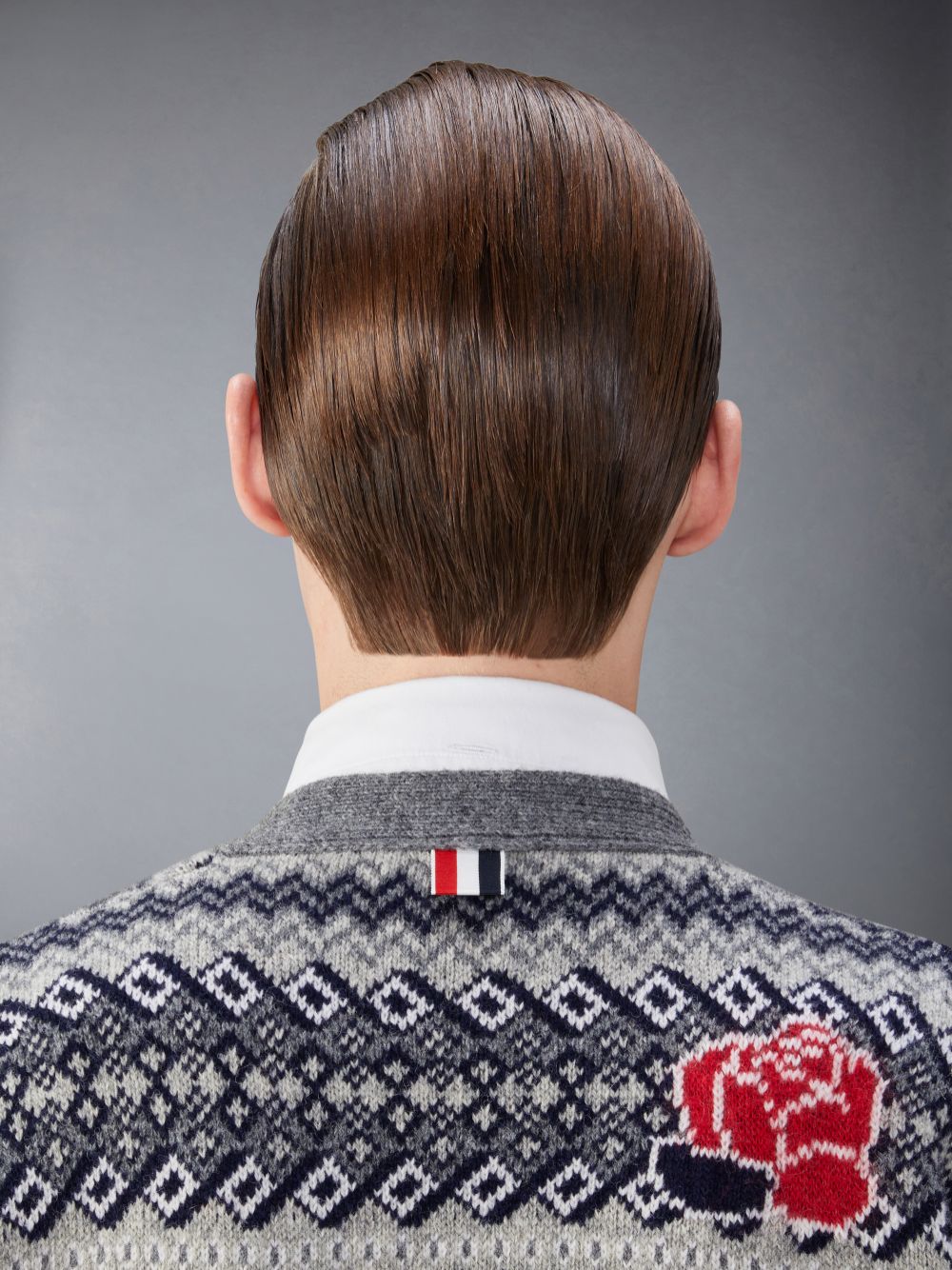 Thom Browne Wool Mohair Rose and Raven Uomo Cardigan Grigie | BRG92Z11057