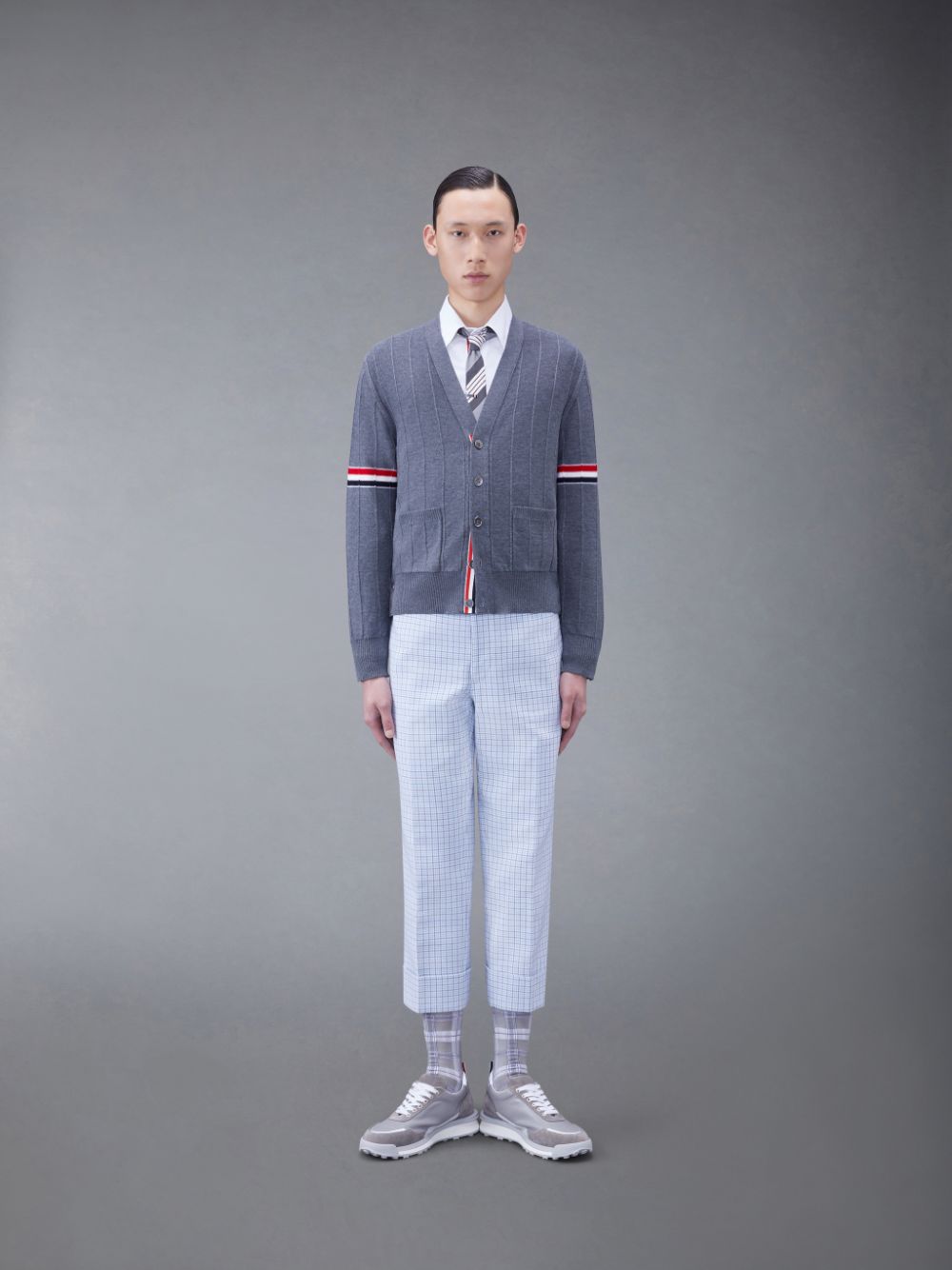 Thom Browne Wool Relaxed V-Neck Armband Uomo Cardigan Grigie | FYL11N63188