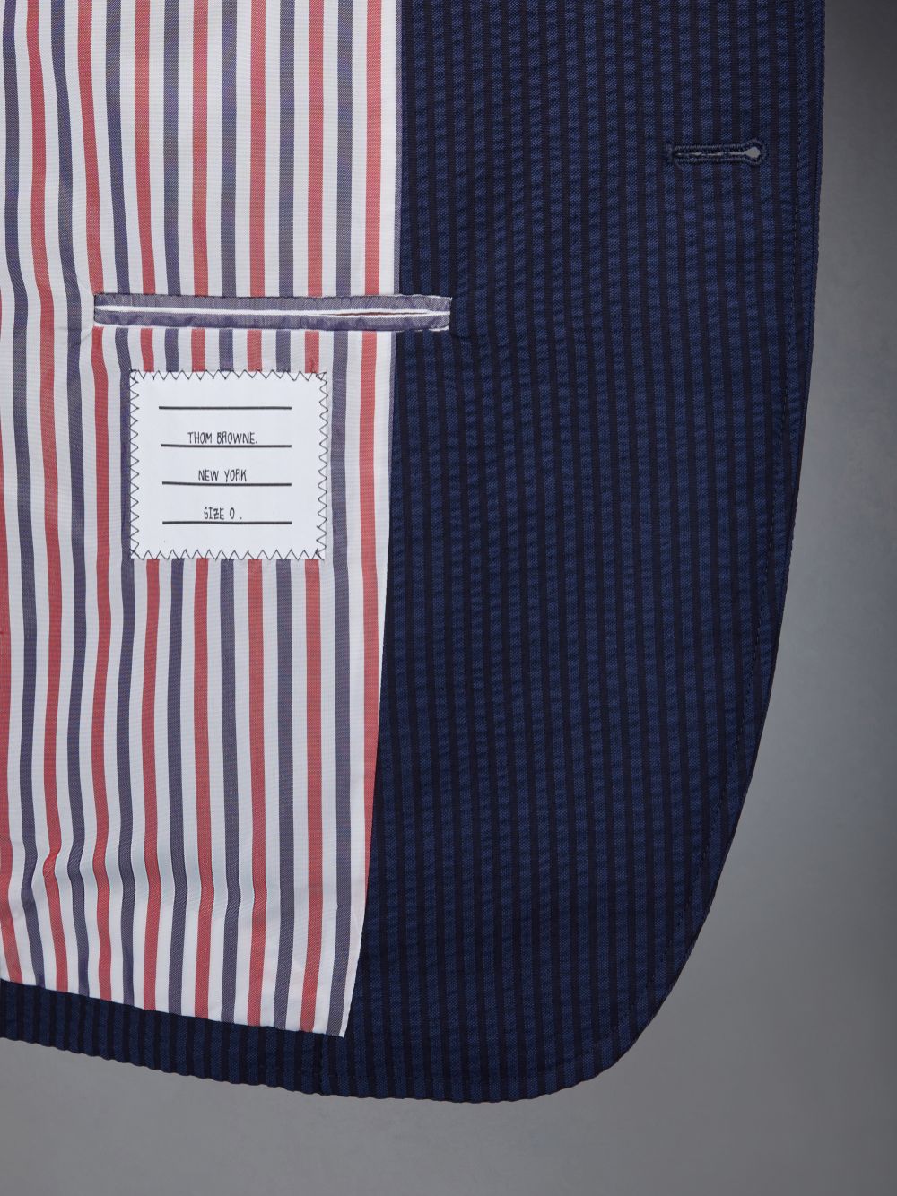 Thom Browne Wool Seersucker Patch Pocket Sport Uomo Cappotti Blu | JCQ70B66442