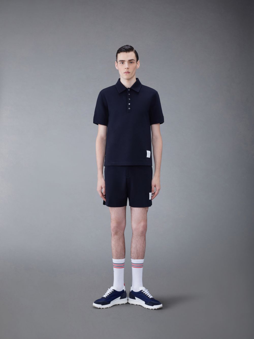 Thom Browne Wool Short Sleeve Uomo Polo Blu | INZ31E18968