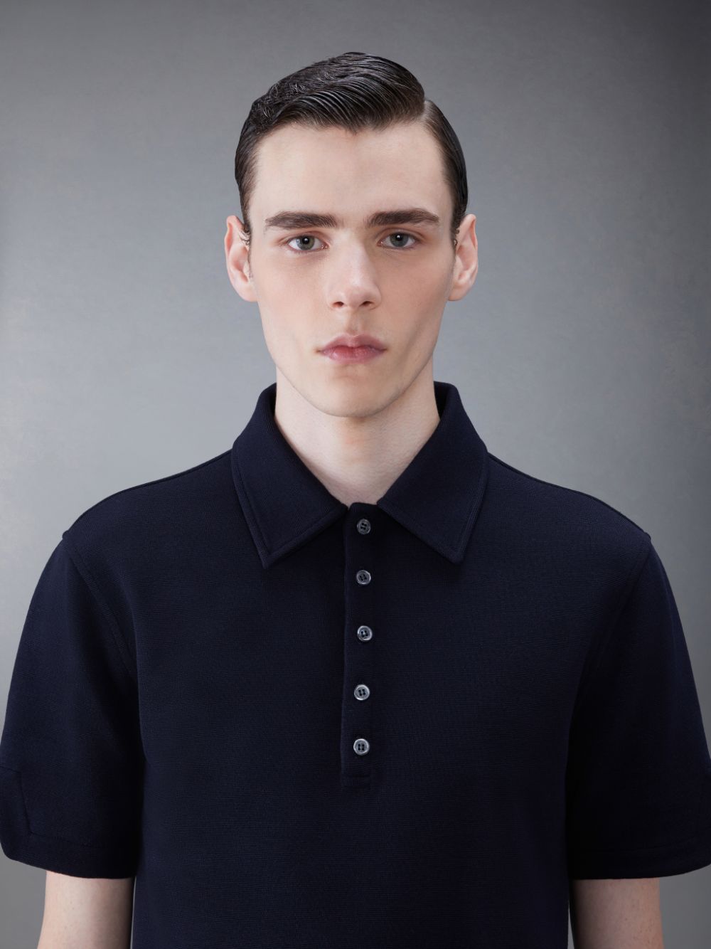 Thom Browne Wool Short Sleeve Uomo Polo Blu | INZ31E18968