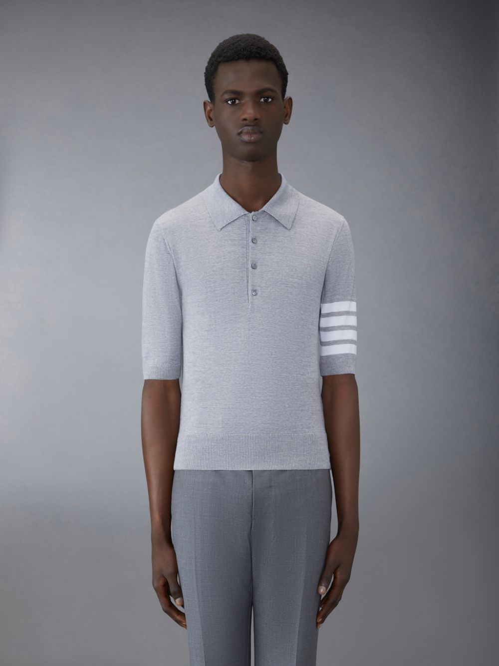 Thom Browne Wool Short Sleeve Uomo Polo Grigie | UYA28V79740