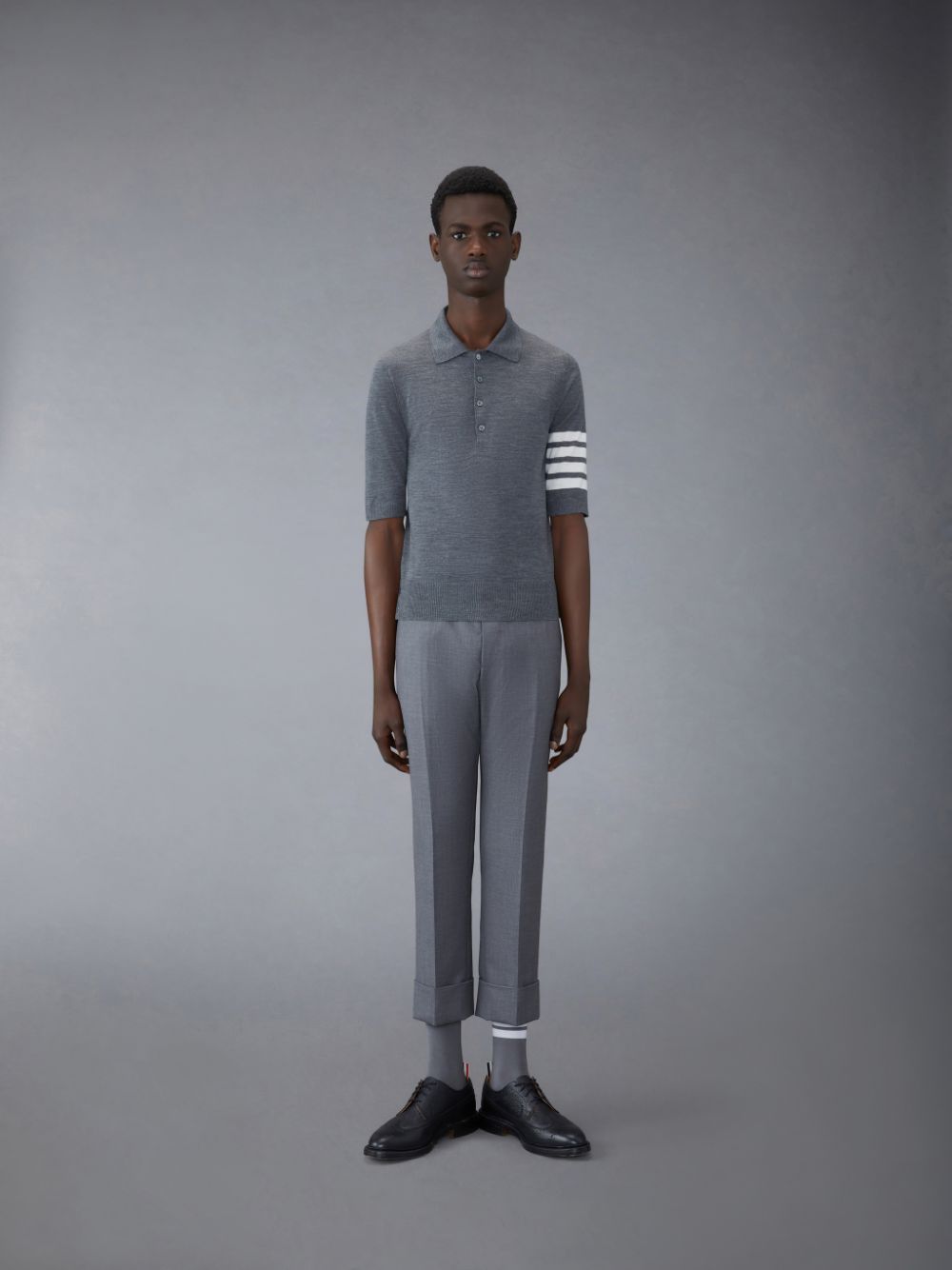 Thom Browne Wool Short Sleeve Uomo Polo Grigie | FIQ51D76665