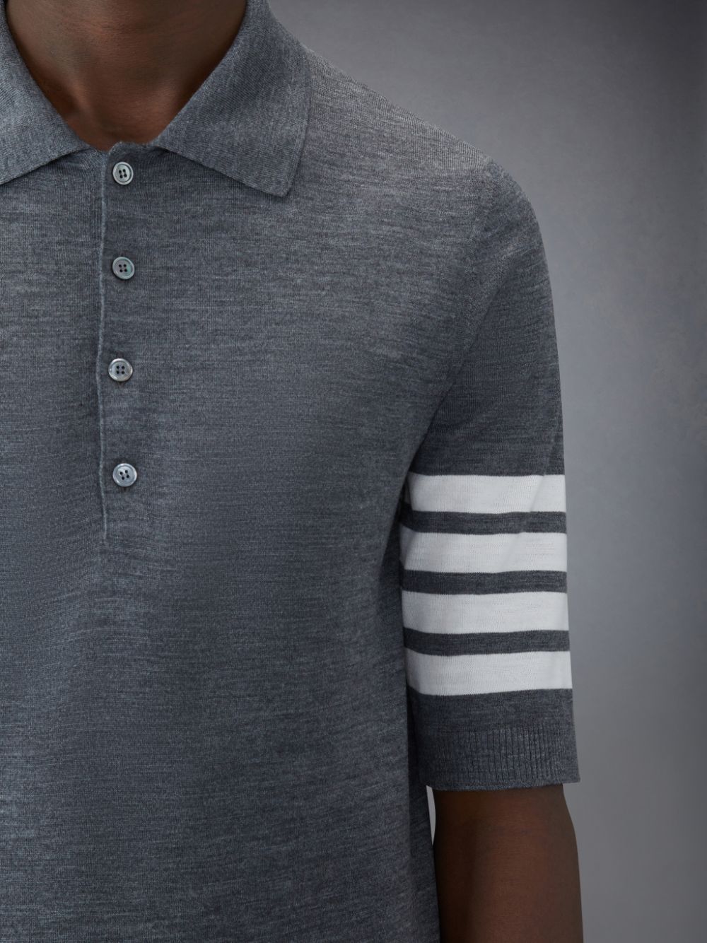 Thom Browne Wool Short Sleeve Uomo Polo Grigie | FIQ51D76665