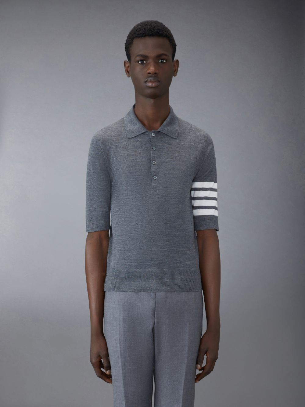 Thom Browne Wool Short Sleeve Uomo Polo Grigie | FIQ51D76665