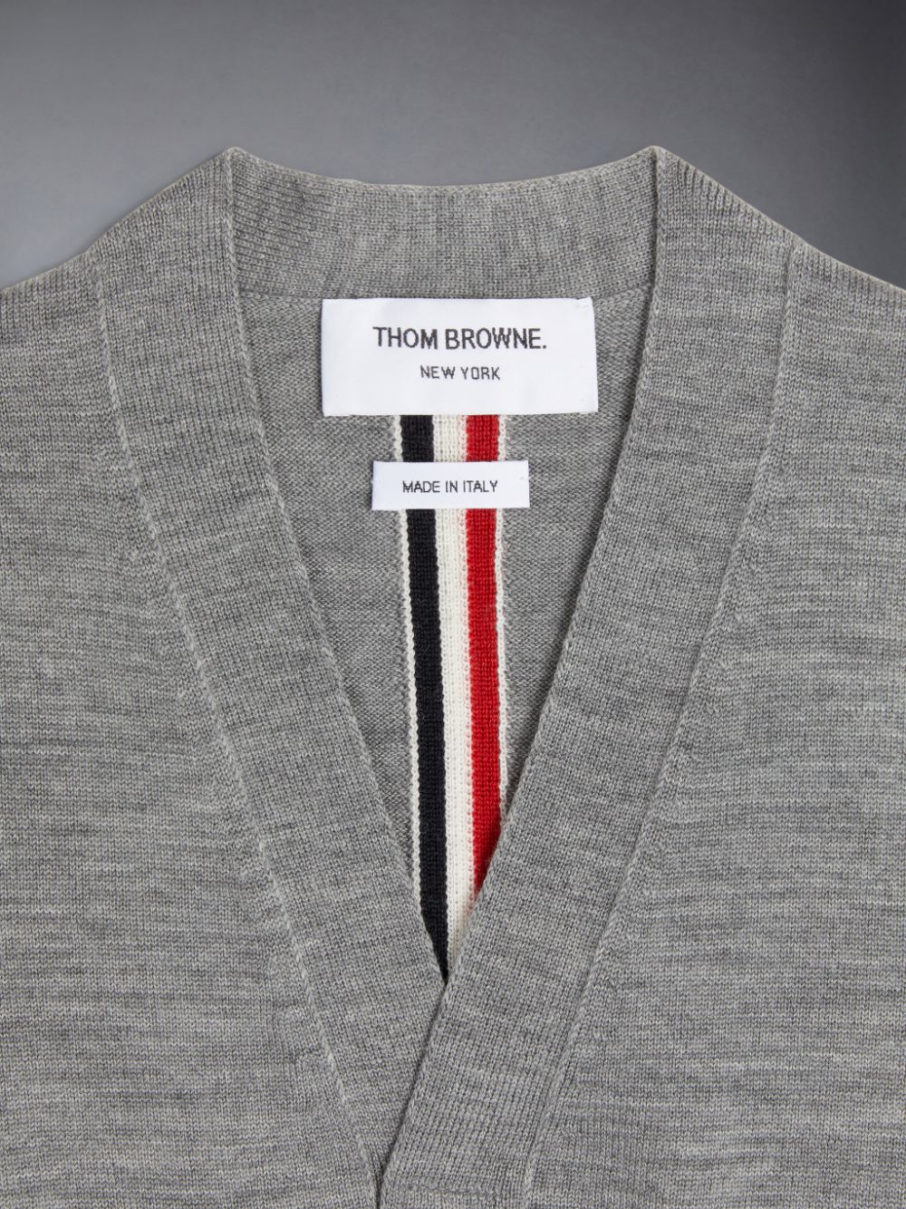 Thom Browne Wool Stripe V-neck Cardigan Ragazzo Gilet Grigie | RVB36N31879