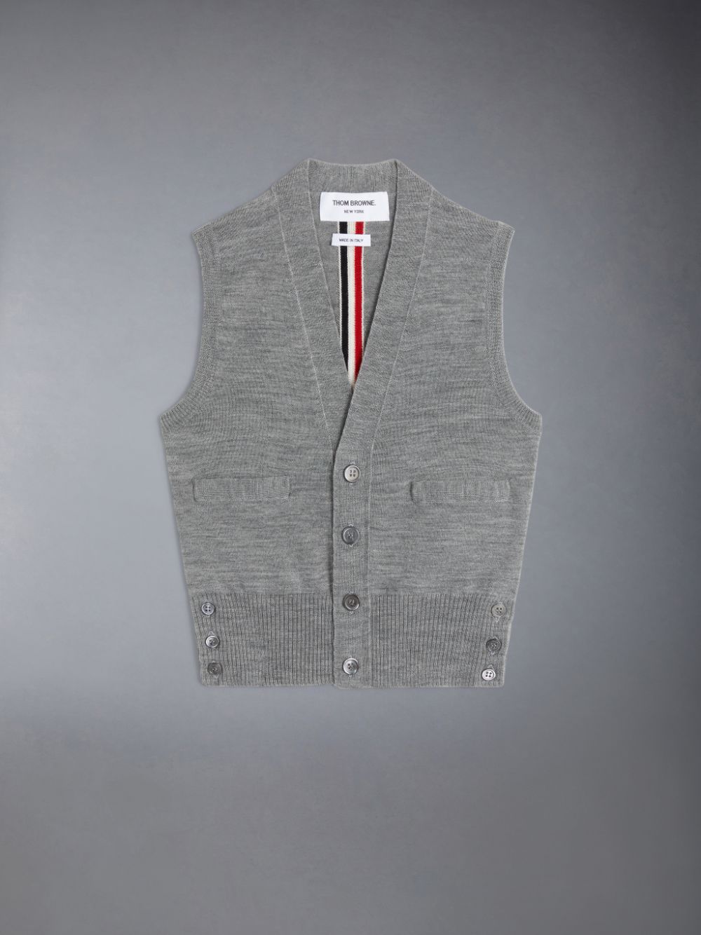 Thom Browne Wool Stripe V-neck Cardigan Ragazzo Gilet Grigie | RVB36N31879