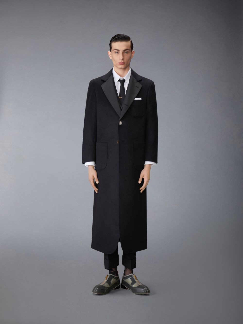 Thom Browne Zibeline Cashmere Maxi Soft Shoulder Uomo Cappotti Nere | QZG39Q41426